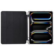 For iPad Pro 13 2024 Multi-folding TPU Leather Smart Tablet Case with Pen Slot(Black)