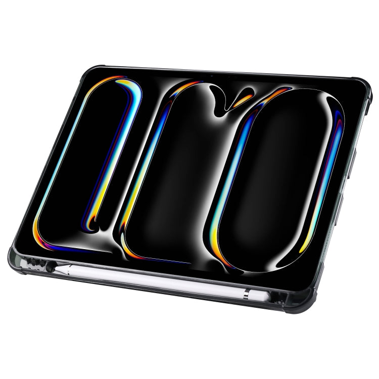 For iPad Pro 13 2024 Multi-folding TPU Leather Smart Tablet Case with Pen Slot(Black)