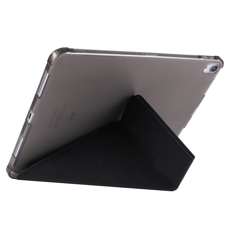 For iPad Pro 13 2024 Multi-folding TPU Leather Smart Tablet Case with Pen Slot(Black)