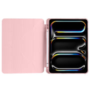 For iPad Pro 13 2024 Multi-folding TPU Leather Smart Tablet Case with Pen Slot(Pink)
