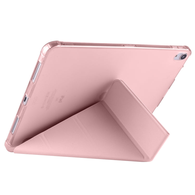 For iPad Pro 13 2024 Multi-folding TPU Leather Smart Tablet Case with Pen Slot(Pink)