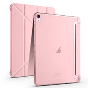 For iPad Air 11 2024 Multi-folding TPU Leather Smart Tablet Case with Pen Slot(Pink)