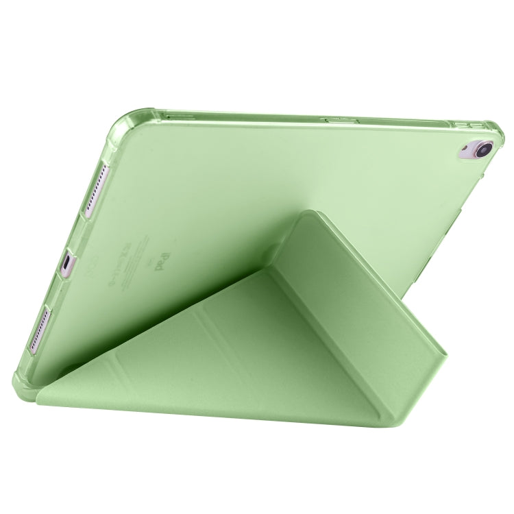 For iPad Pro 11 2024 Multi-folding TPU Leather Smart Tablet Case with Pen Slot(Matcha Green)