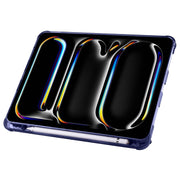 For iPad Pro 11 2024 Multi-folding TPU Leather Smart Tablet Case with Pen Slot(Dark Blue)