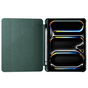 For iPad Pro 11 2024 Multi-folding TPU Leather Smart Tablet Case with Pen Slot(Pine Green)