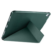 For iPad Pro 11 2024 Multi-folding TPU Leather Smart Tablet Case with Pen Slot(Pine Green)