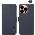 For iPhone 16 Pro KHAZNEH Side-Magnetic Litchi Genuine Leather RFID Case(Blue) - iPhone 16 Pro Cases by PMC TechLife | Online Shopping South Africa | PMC TechLife | Buy Now Pay Later Mobicred