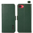 For iPhone SE 2024 KHAZNEH Side-Magnetic Litchi Genuine Leather RFID Case(Green) - More iPhone Cases by PMC TechLife | Online Shopping South Africa | PMC TechLife | Buy Now Pay Later Mobicred