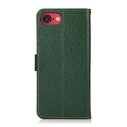 For iPhone SE 2024 KHAZNEH Side-Magnetic Litchi Genuine Leather RFID Case(Green)