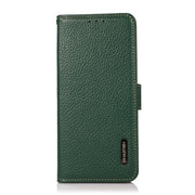 For iPhone 17 Pro Max KHAZNEH Side-Magnetic Litchi Genuine Leather RFID Case(Green)