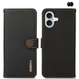 For iPhone 16 Plus KHAZNEH Custer Genuine Leather RFID Phone Case(Black) - iPhone 16 Plus Cases by PMC TechLife | Online Shopping South Africa | PMC TechLife | Buy Now Pay Later Mobicred