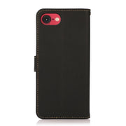 For iPhone SE 2024 KHAZNEH Custer Genuine Leather RFID Phone Case(Black)