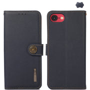 For iPhone SE 2024 KHAZNEH Custer Genuine Leather RFID Phone Case(Blue)