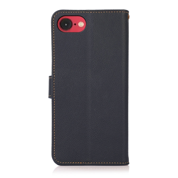 For iPhone SE 2024 KHAZNEH Custer Genuine Leather RFID Phone Case(Blue)