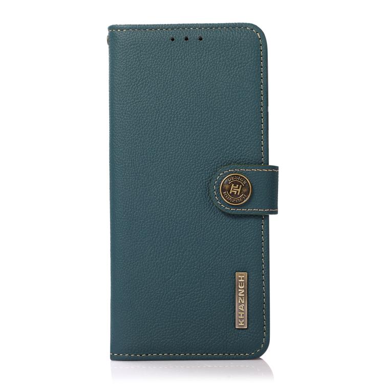 For iPhone 17 Pro Max KHAZNEH Custer Genuine Leather RFID Phone Case(Green)