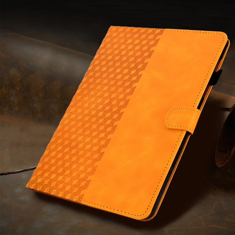 For iPad Pro 11 2024 Rhombus Embossed Leather Tablet Case(Khaki)