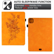For iPad Pro 11 2024 Peony Butterfly Embossed Leather Smart Tablet Case(Khaki)