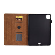 For iPad Pro 11 2024 Peony Butterfly Embossed Leather Smart Tablet Case(Brown)