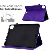 For iPad Pro 11 2024 Peony Butterfly Embossed Leather Smart Tablet Case(Purple)