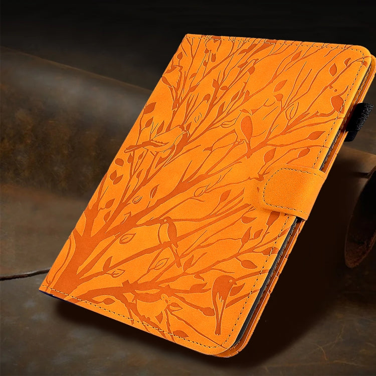 For iPad Pro 11 2024 Fortune Tree Embossed Leather Smart Tablet Case(Khaki)