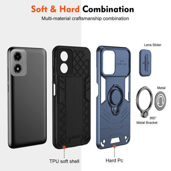 For Motorola Moto G04 / G24 Camshield Ring Holder Phone Case(Royal Blue)