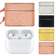For AirPods 2 / 1 Cylindrical Glitter Leather Texture Bluetooth Earphone Protective Case(Black)