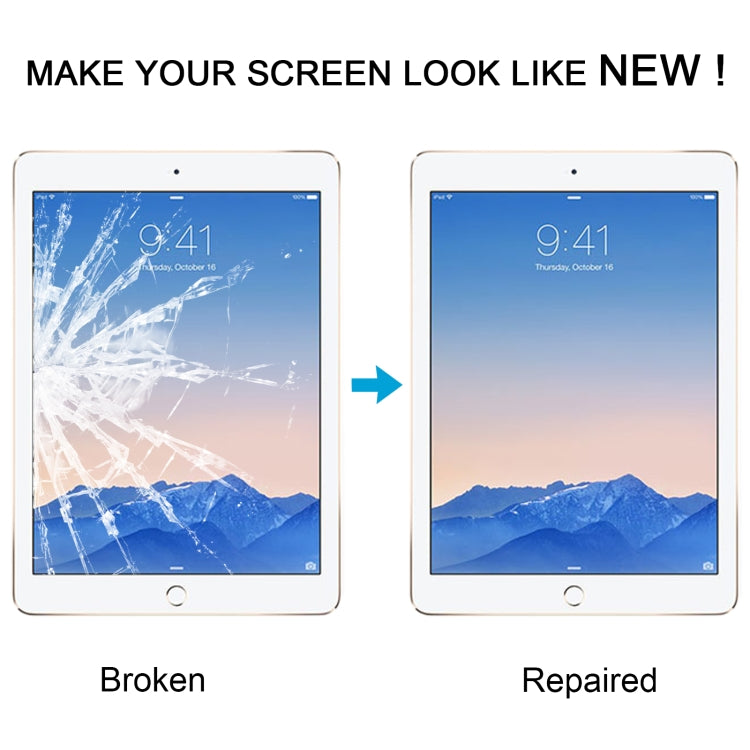 For iPad 6 / Air 2 Front Screen Outer Glass Lens with OCA Optically Clear Adhesive(White)