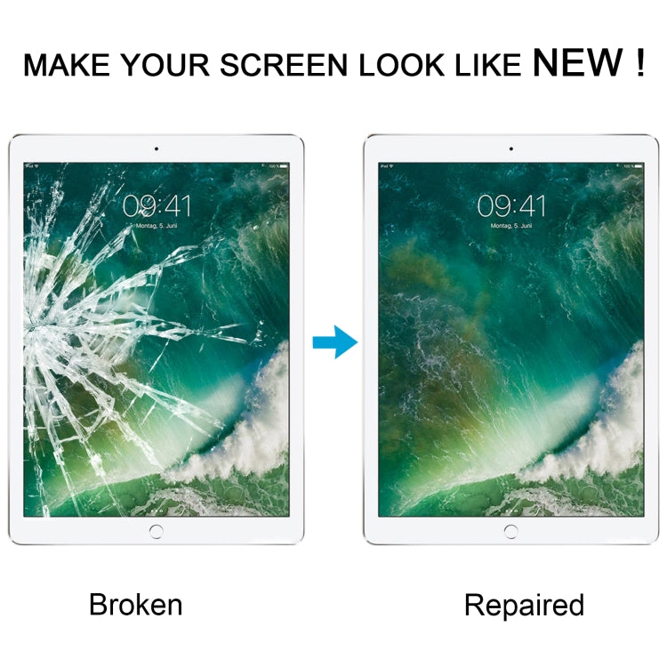 For iPad Pro 12.9 2017 Front Screen Outer Glass Lens with OCA Optically Clear Adhesive(Black)