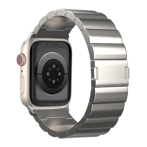 For Apple Watch SE 40mm One-Bead Magnetic Buckle Titanium Metal Watch Band(Silver)