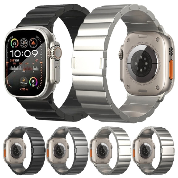 For Apple Watch SE 2023 44mm One-Bead Magnetic Buckle Titanium Metal Watch Band(Grey)