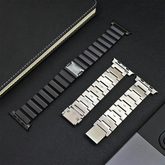 For Apple Watch Series 9 45mm One-Bead Magnetic Buckle Titanium Metal Watch Band(Silver)