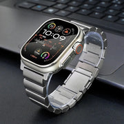 For Apple Watch SE 40mm One-Bead Magnetic Buckle Titanium Metal Watch Band(Silver)