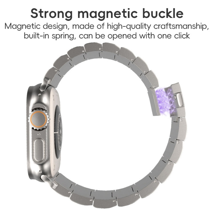 For Apple Watch SE 2023 44mm One-Bead Magnetic Buckle Titanium Metal Watch Band(Grey)