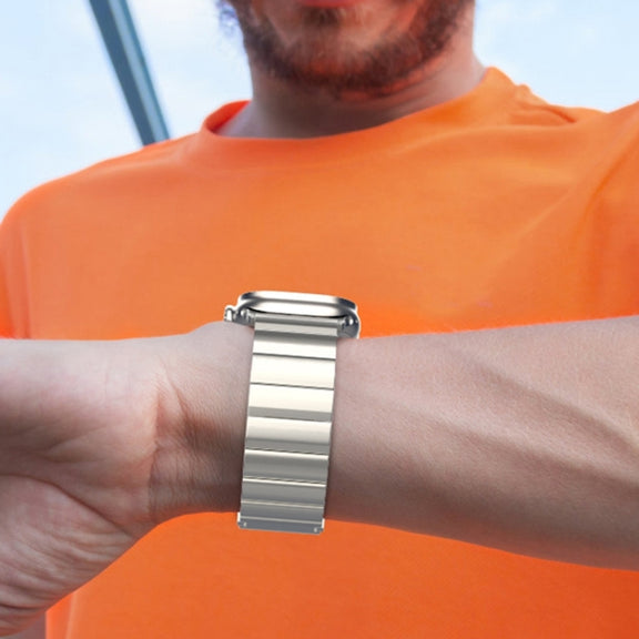 For Apple Watch SE 40mm One-Bead Magnetic Buckle Titanium Metal Watch Band(Silver)