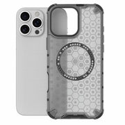 For iPhone 16 Pro Max Honeycomb Magnetic Ring Shockproof Phone Case(Black)