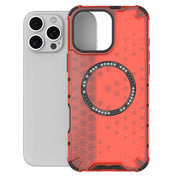 For iPhone 16 Pro Max Honeycomb Magnetic Ring Shockproof Phone Case(Red)