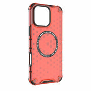 For iPhone 16 Pro Max Honeycomb Magnetic Ring Shockproof Phone Case(Red)