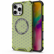 For iPhone 16 Pro Max Honeycomb Magnetic Ring Shockproof Phone Case(Green)