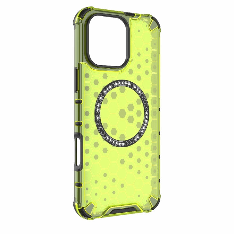 For iPhone 16 Pro Max Honeycomb Magnetic Ring Shockproof Phone Case(Green)