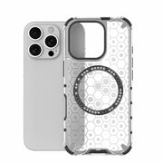 For iPhone 16 Pro Honeycomb Magnetic Ring Shockproof Phone Case(White)