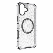 For iPhone 16 Plus Honeycomb Magnetic Ring Shockproof Phone Case(White)