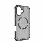 For iPhone 16 Honeycomb Magnetic Ring Shockproof Phone Case(Black)