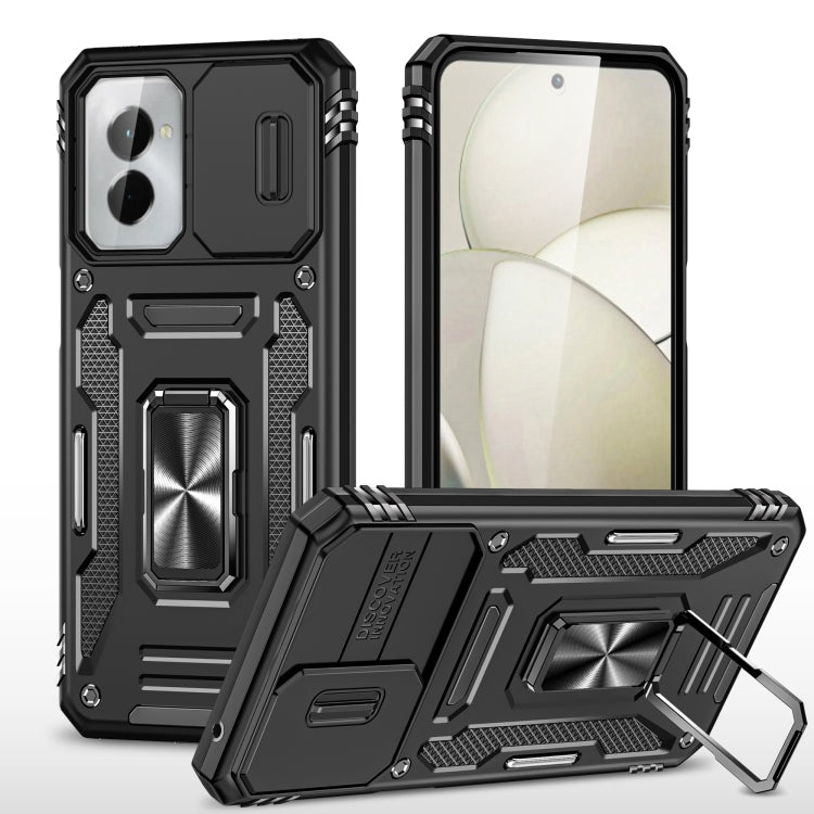 For Motorola Moto G Power 2024 Armor PC + TPU Camera Shield Phone Case(Black)