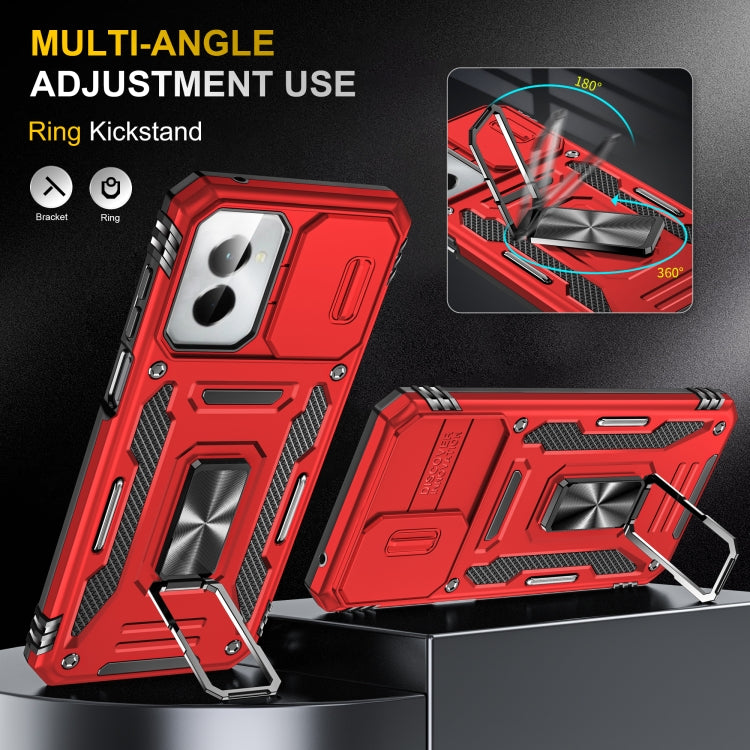 For Motorola Moto G Power 2024 Armor PC + TPU Camera Shield Phone Case(Red)