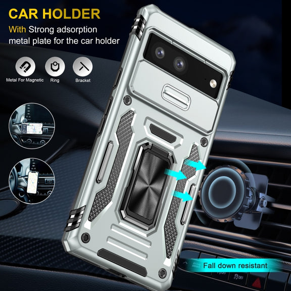 For Google Pixel 9/9 Pro Armor PC + TPU Camera Shield Phone Case(Grey)