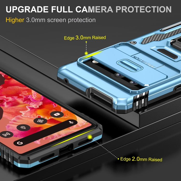 For Google Pixel 9/9 Pro Armor PC + TPU Camera Shield Phone Case(Light Blue)