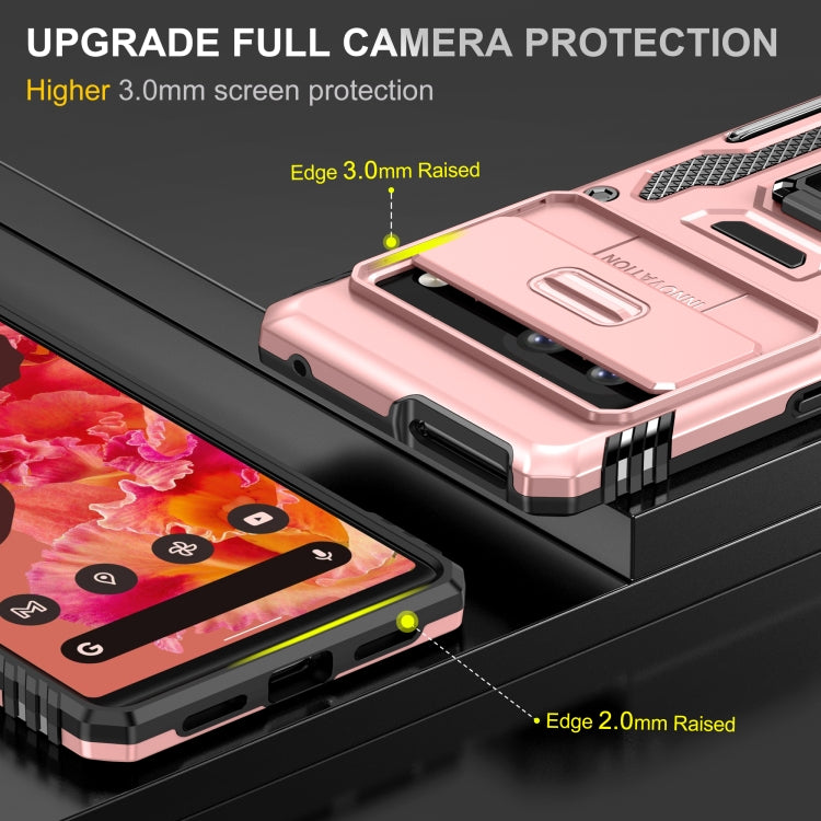 For Google Pixel 9/9 Pro Armor PC + TPU Camera Shield Phone Case(Rose Gold)