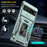 For Google Pixel 9 Pro XL 6.8 Armor PC + TPU Camera Shield Phone Case(Alpine Green)