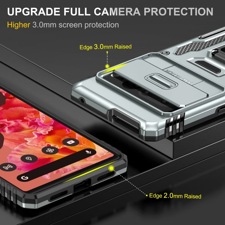 For Google Pixel 9 Pro XL 6.8 Armor PC + TPU Camera Shield Phone Case(Grey)