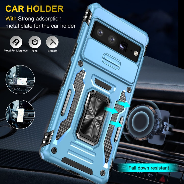 For Google Pixel 9 Pro XL 6.8 Armor PC + TPU Camera Shield Phone Case(Light Blue)